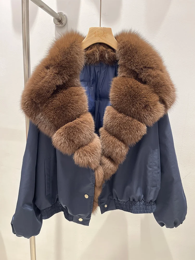 

2025 Fashion New Winter Jacket White Gosse Down Coat Women Real Fur Coat Real Fox Fur Collar Sleeve Hot sales