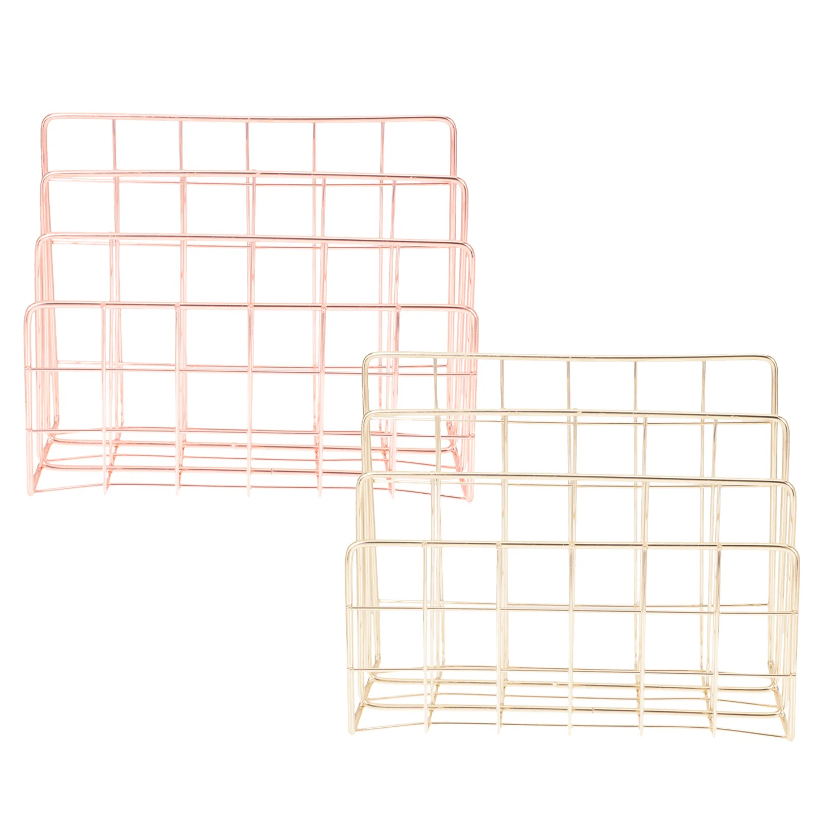 2Pcs Metal Desktop File Sorter 3-Slot Organizer for Papers Letters Mail Home Office School Desk Storage Rack Folder