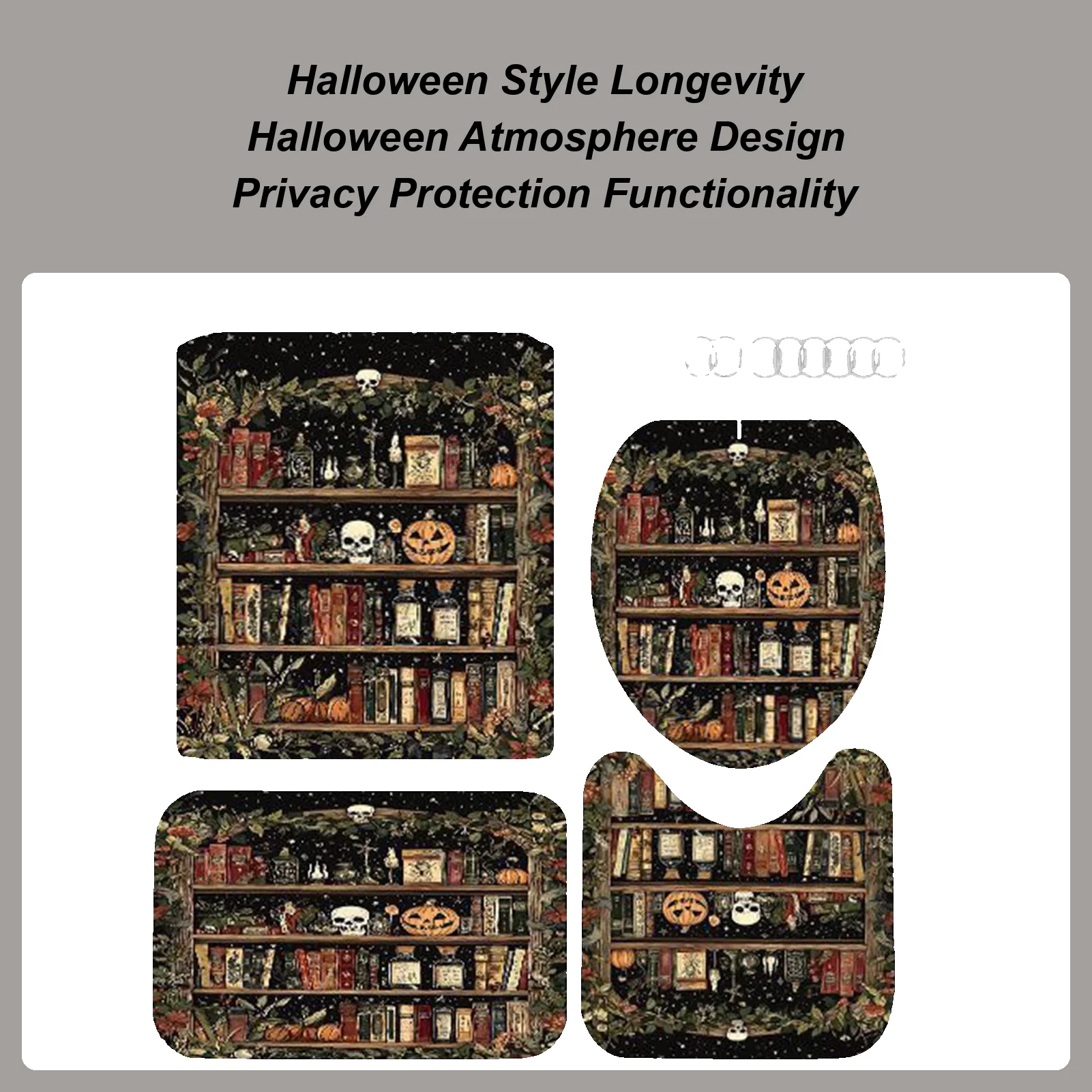 

Halloween Bathroom Set Shower Curtains Bathroom Set For Halloween Decor Machine Washable Festive Holiday Decorations For RV