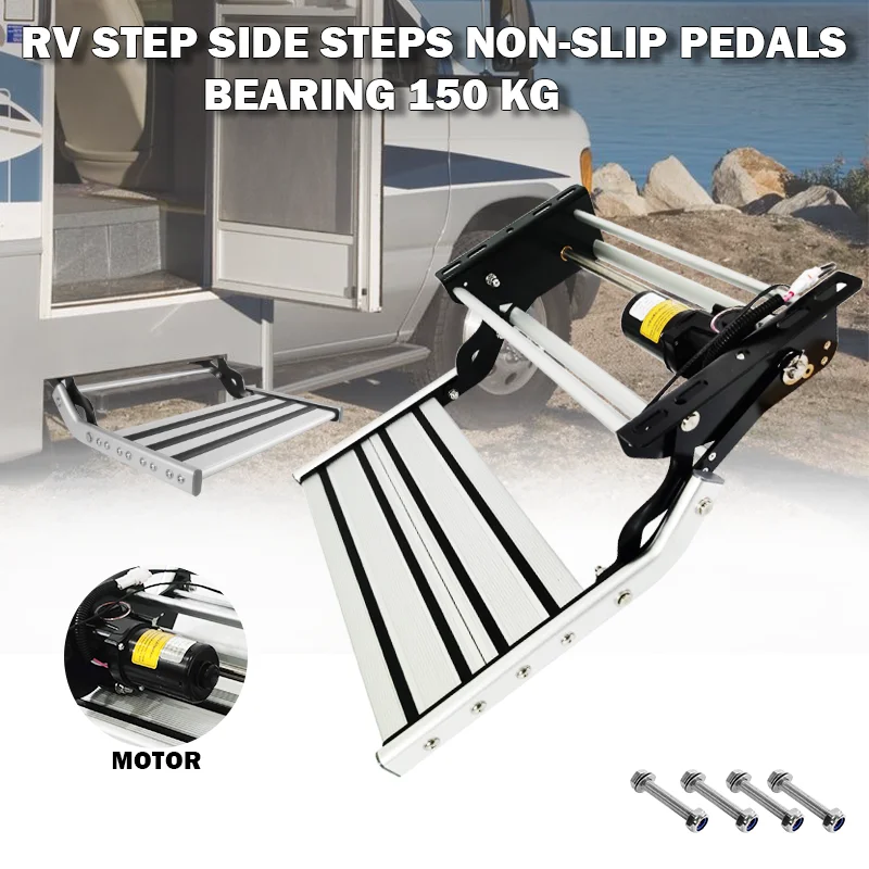 TYTXRV Caravan Accessories RV Step Aluminum Electric/Manual Pull Out Folding Singe Ladder