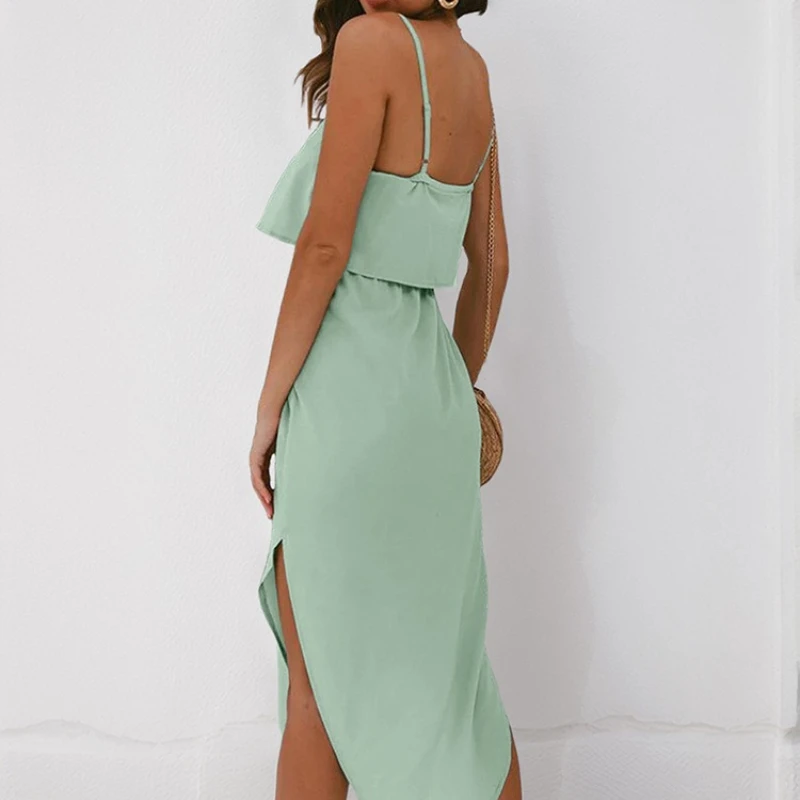 Vacation Women's Summer Casual Backless Sleeveless Long Dress Ladies Elegant Adjustable Beach Drawstring Party Maxi Dresses