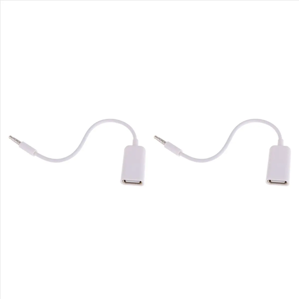 AABFK 2X Usb Female to Aux 3.5Mm Male Jack Plug Audio Converter Adapter Data Cable