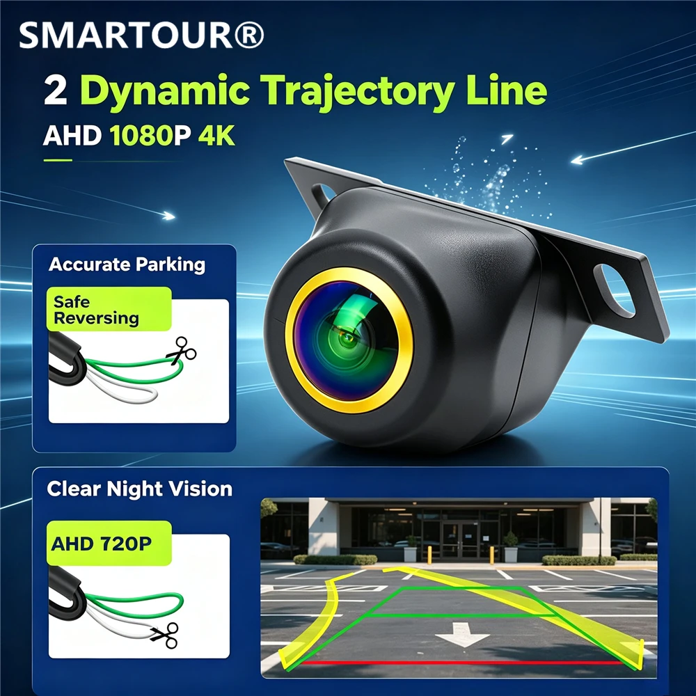Switchable AHD 1080P/720P CVBS NTSC Car Reverse Camera Dynamic Trajectory Parking Assist Waterproof Starlight Night Vision Vehic