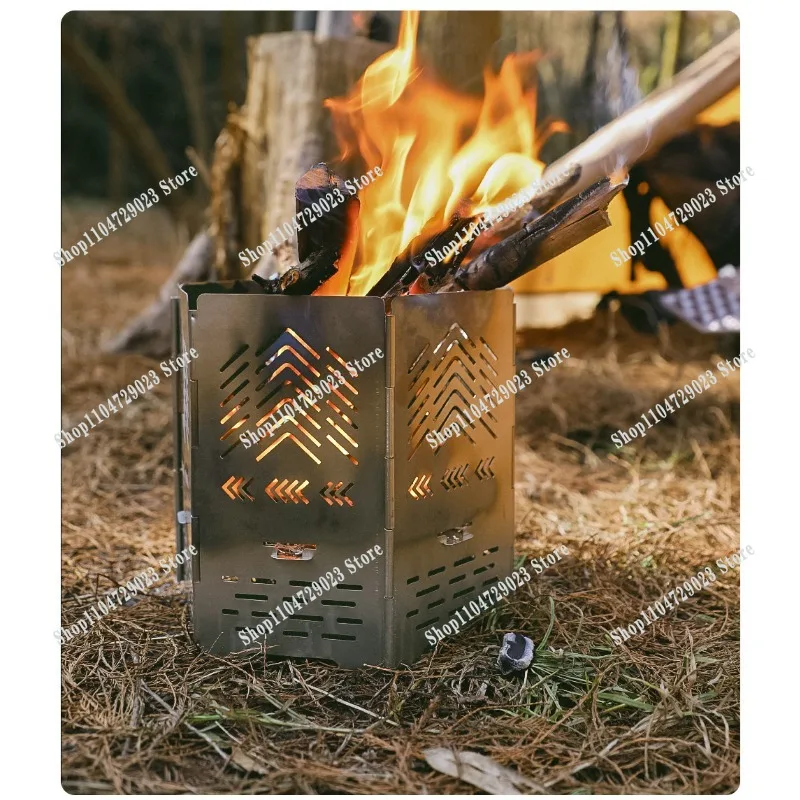 Outdoor camping stainless steel 201 outdoor light and thin windshield, light, portable and durable arc windshield