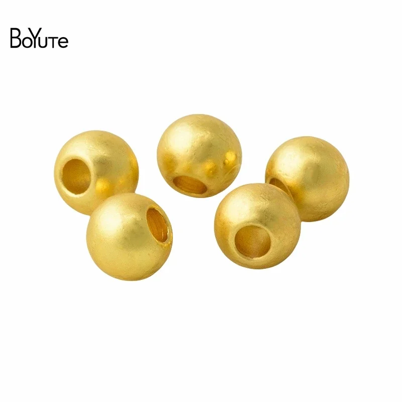 BoYuTe (100 Pieces/Lot) 3-4-5-6mm Metal Brass Matte Gold Plated Spacer Beads Handmade DIY Jewelry Accessories Loose Beads