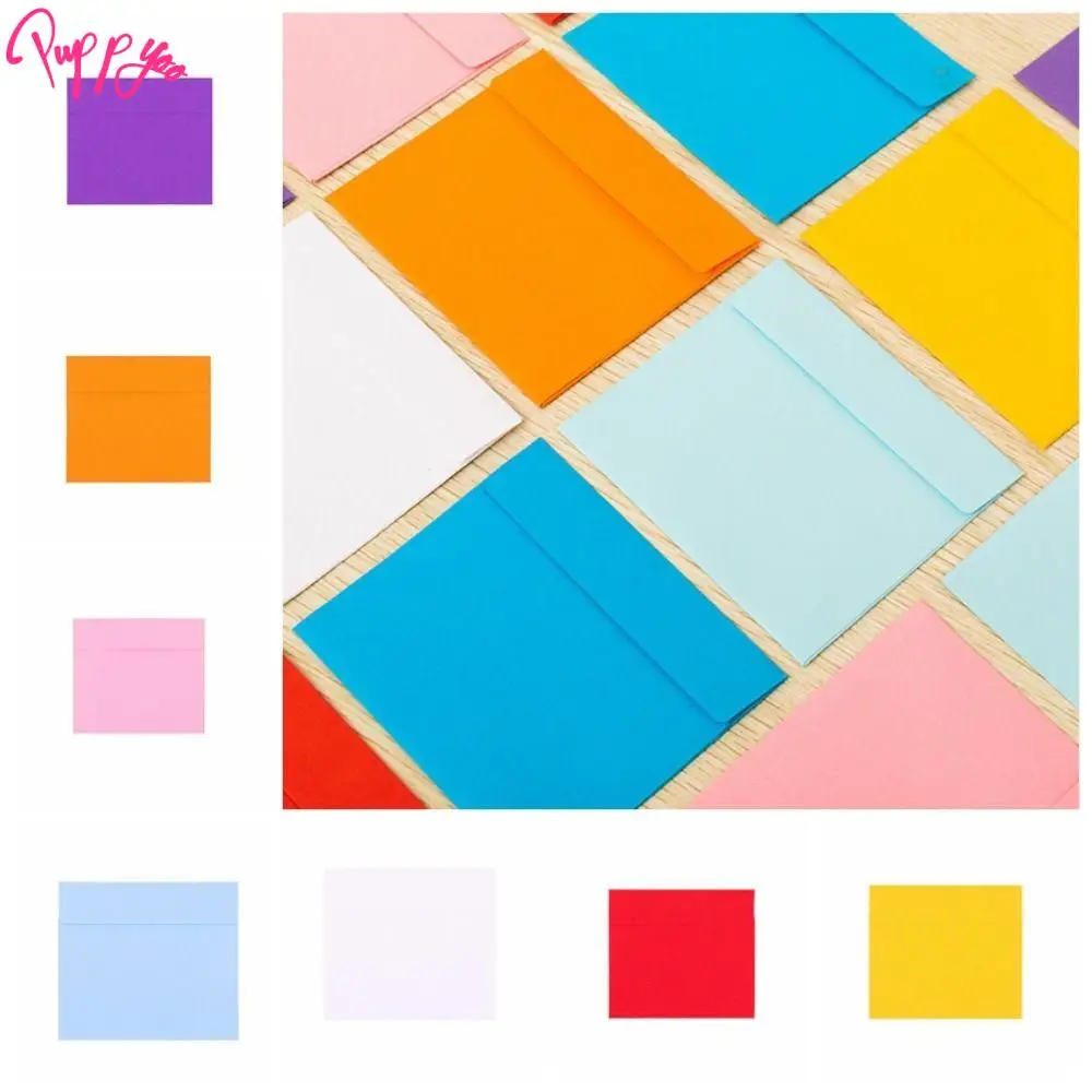 10Pcs/Pack Offset Paper Paper Envelopes Blank Thickening Mini Envelopes Candy Color 105x93mm Colorful Envelopes Wedding