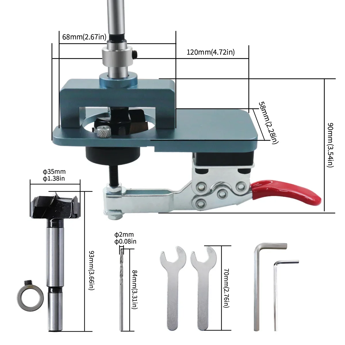 35mm Hinge Boring Jig Kit - Concealed Hinge Drilling Guide Jig - Aluminum Alloy Hinge Hole Opener Template Puncher Locator