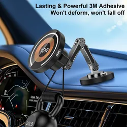 Car Magnetic Phone Holder Stand Instrument Panel Foldable Bracket Self-adhesive Cellphone Bracket For iPhone 17 16 15 14 13 12