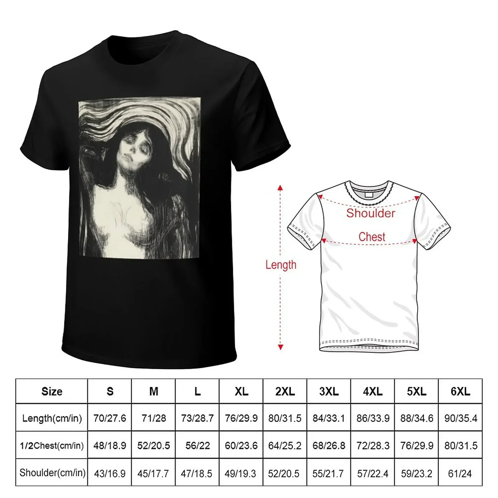 T-Shirt The Madonna Edvard Munch surdimensionné pour hommes, vêtements Hiphelicopter, t-shirts drôles