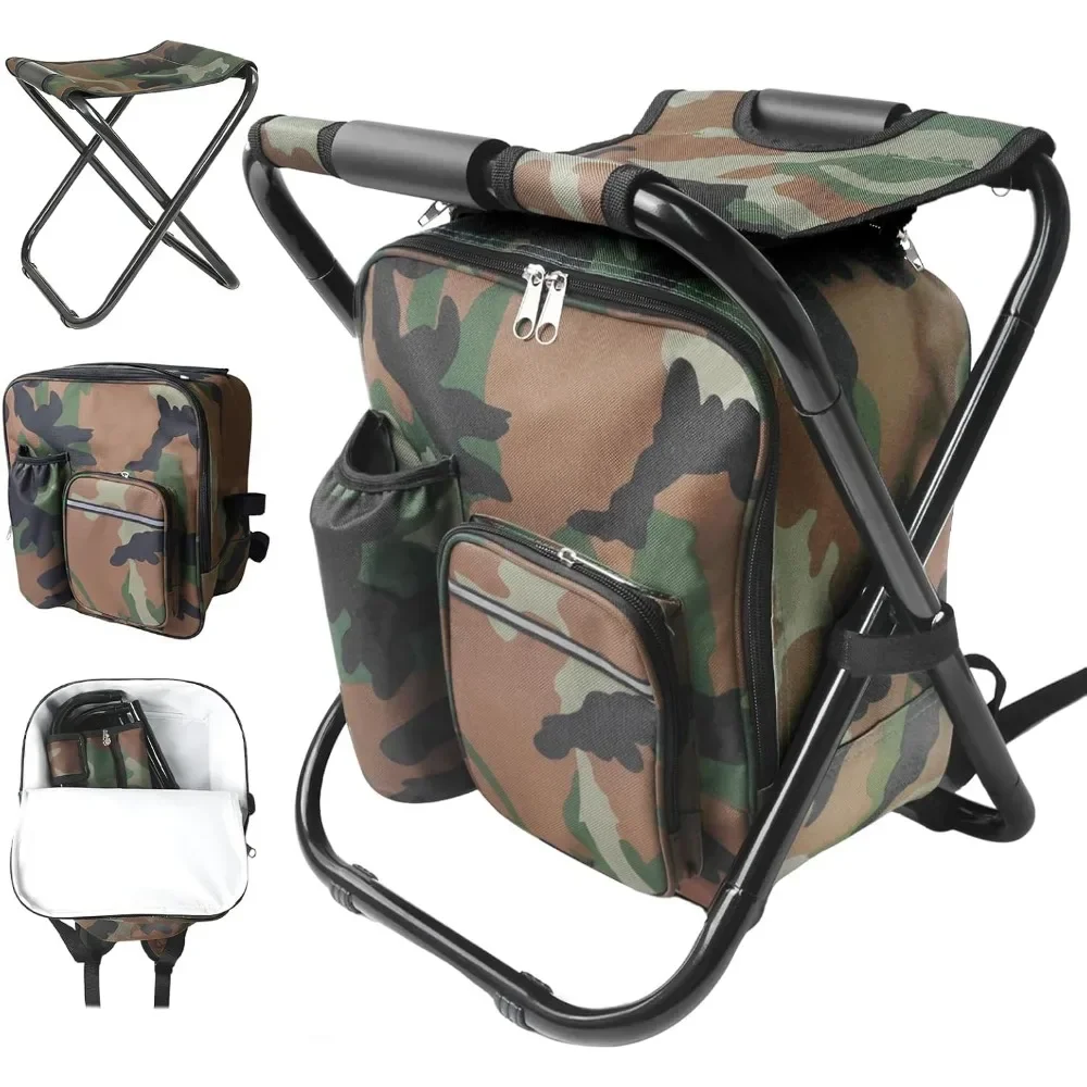 

Foldable Cooler Backpack Chair for Outdoor Picnic Fishing Hunting Hiking Travel