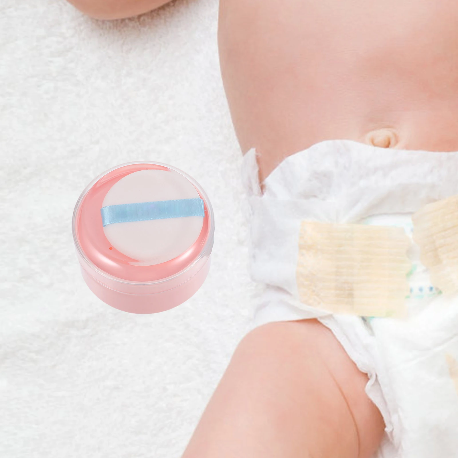 

2 pcs Baby Puff Box Blue Pink Empty Containers Portable Empty Powder Puff Case Travel Home Use Body Packing Bottle