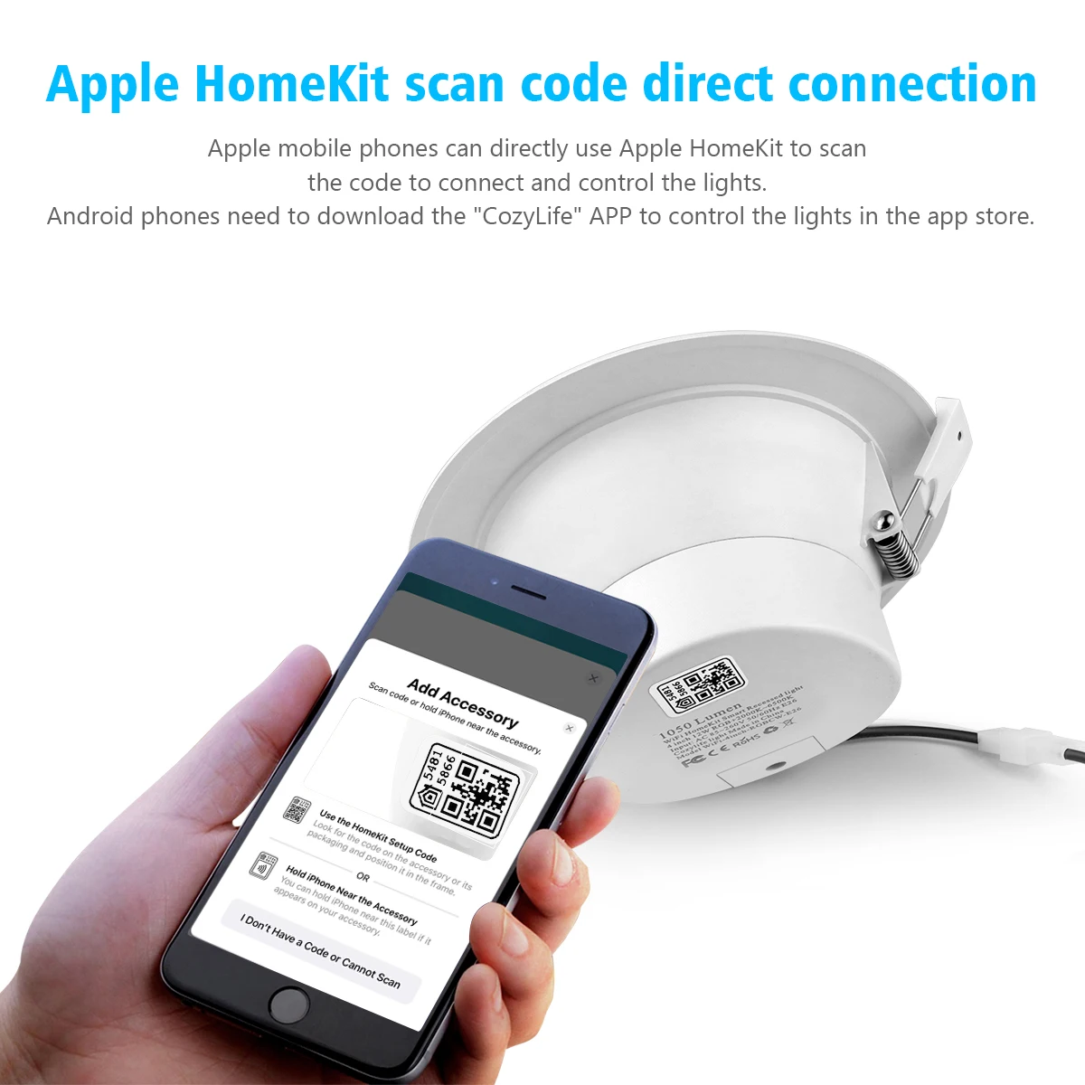 Apple Homekit Smart Wifi LED Downlight Dimming Spot Lamp Siri Voice Control Timing Work with Alexa ,Google Home AC 85- 265V