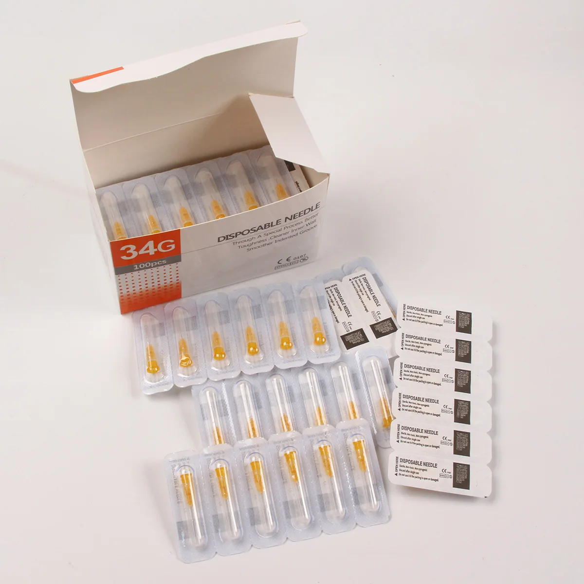 100 قطعة/صندوق الوشم الصغيرة غير مؤلم الجمال إبرة 34G4MM 34G6MM 34G8MM 34G13MM رقيق العقيمة حاقن إبرة أدوات الجفن