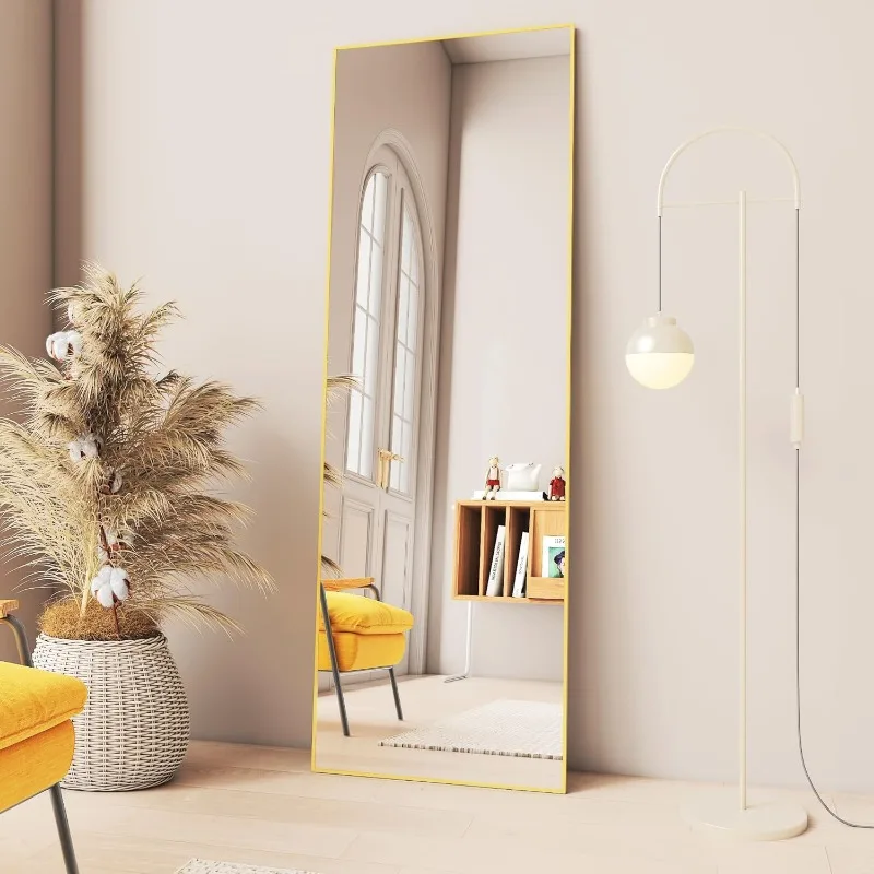 Stand up Mirror Full Length, Tall Mirror with Aluminum Alloy Framed, Tempered Glass Mirror for Bedroom Living Room