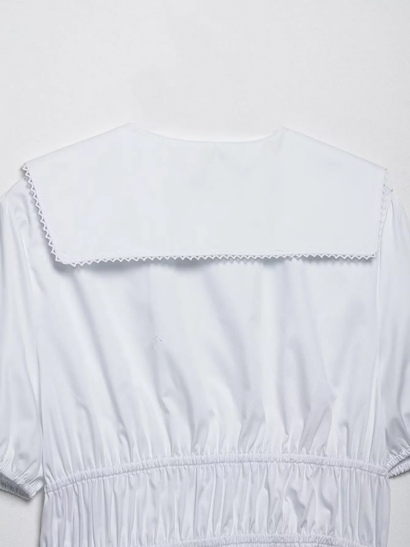 Camisas de mujer Blusa blanca con volantes Camisas y blusas Cropbow Camisas de manga corta con cordones Blusas con cuello de muñeca abotonada 2025