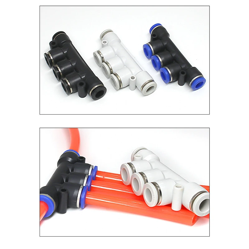Pneumatic 5-Way Push in Fit for Air/Water Tube PK4 PK6 PK8 PK10 PK12mm Pneumatic Accessories Multi Tube Connection