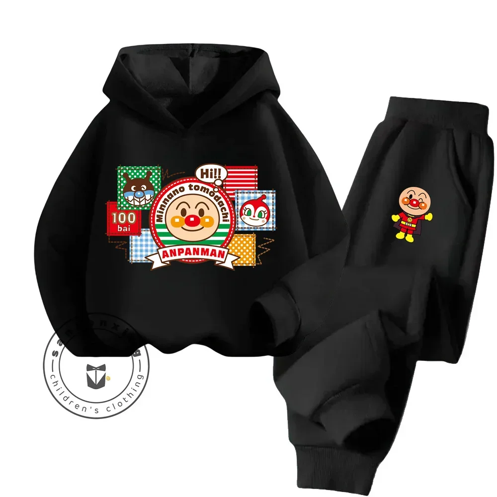 Kawaii Cartoon Anpanman Japanese Style Inspired Designs Featuring the Beloved Cartoon Character 2024 Super Cute Kids Hoodie Set