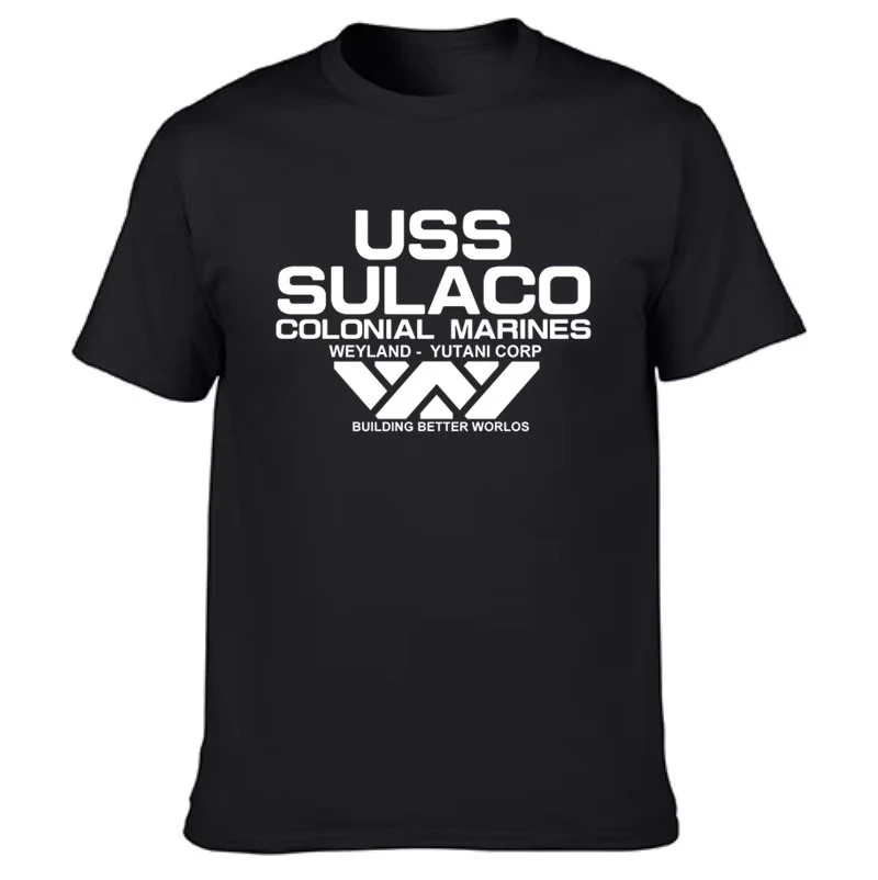 2025 new Fashion USCSS T-Shirt Alien USS Sulaco Colonial Marines Aliens Off World Short Sleeve Tshirt Men Cotton O Neck Tees