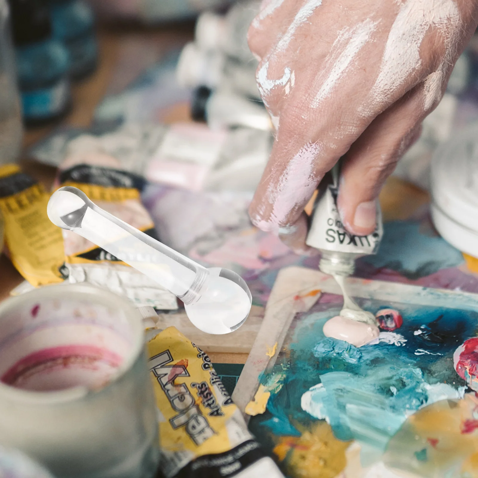 

Pigment Grinding Pestle Glass Muller For Homemade Natural Mineral Paint Diy Art Tool Portable Manual Grinding Rod