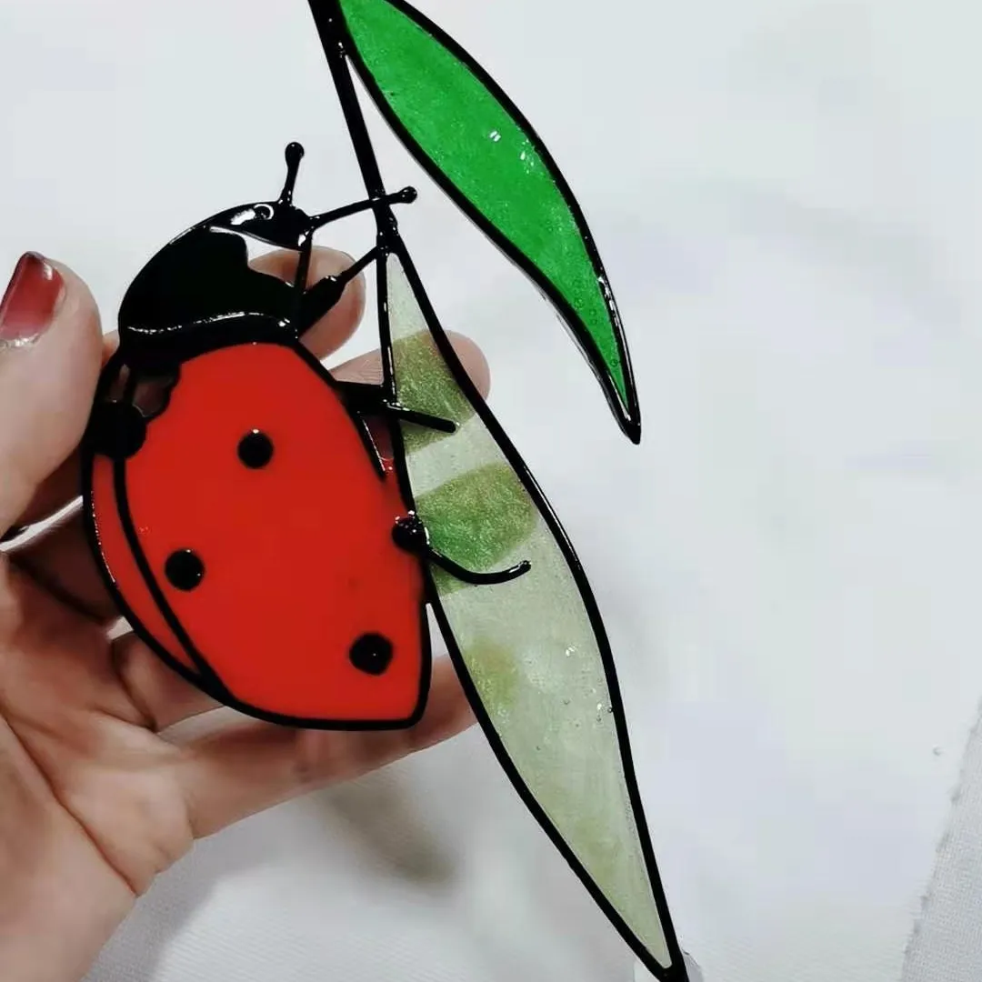 Resin Translucent Seven Star Ladybug Pendant Creative Home Beetle Cartoon Color Window Decoration Courtyard Fun Decoration New