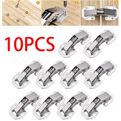 10Pcs Cabinet Hinge 90 Degree No-Drilling Hole Cupboard Door Hydraulic Hinges 3/4In Soft Close with Screws Furniture Hardware