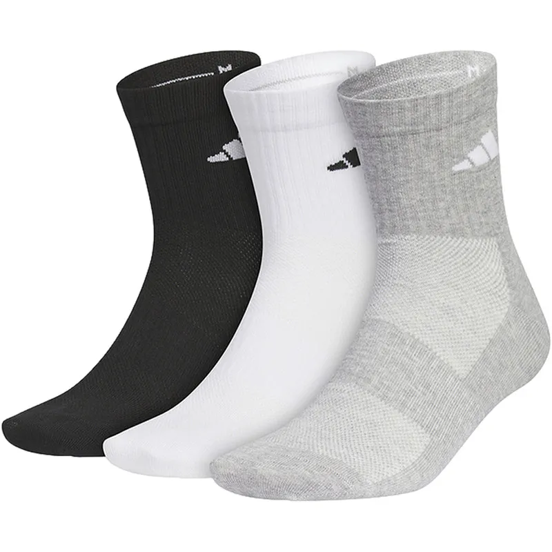 Adidas JC9272 Crew Mid‑Calf Socks 3 Pack, Cotton Blend, Breathable Mesh, Arch Support Comfort Sports Socks
