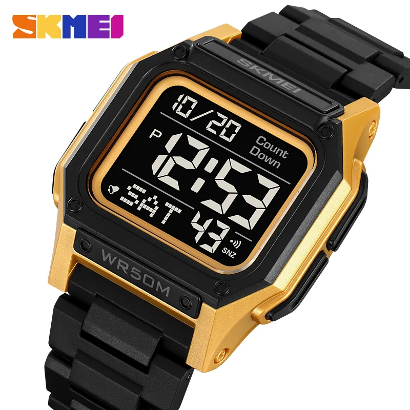 SKMEI Multifunctional Digital Sport Back Light Stopwatch Watches Casual Countdown Wristwatch For Men 5Bar Waterproof Alarm Watch