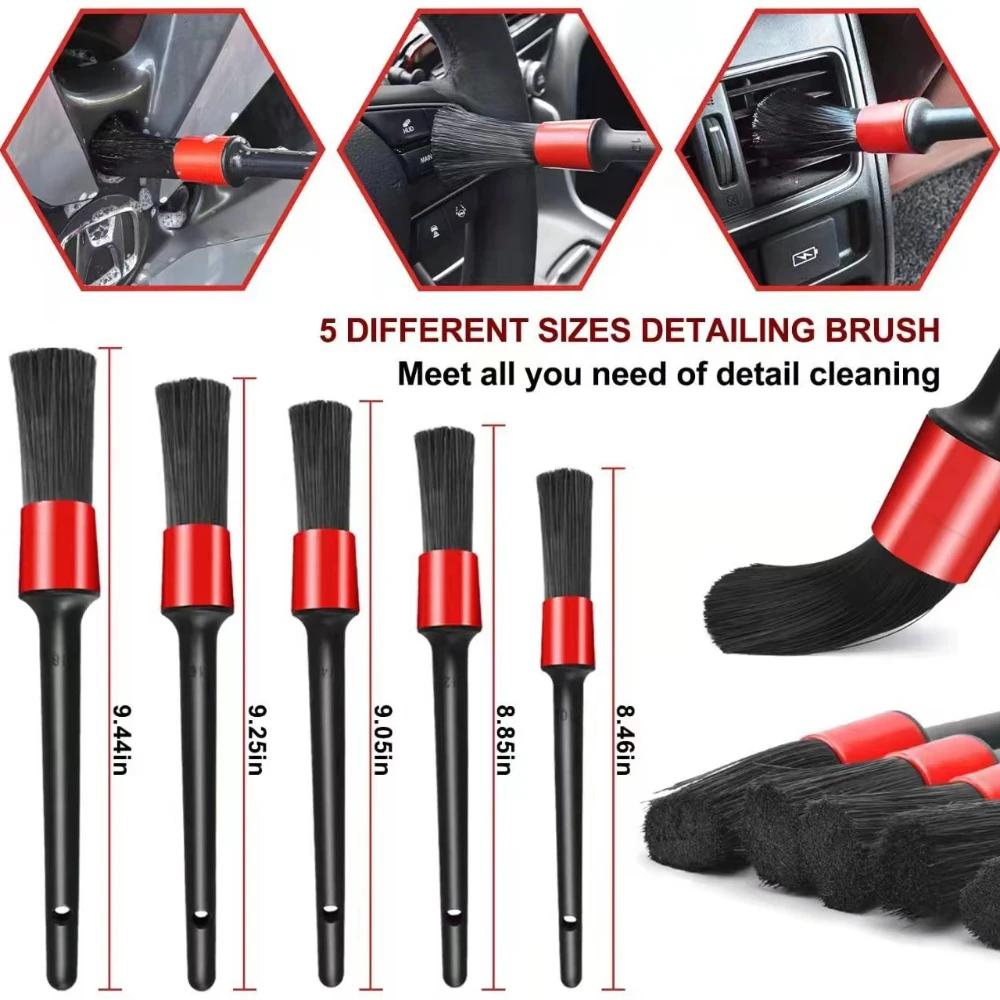 

5pcs Detailing Brush Set Car Brushes Car Detailing Brush For Car Cleaning Detailing Brush Dashboard Air Outlet Wheel Brushes