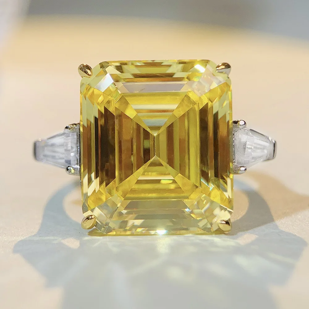 

S925 Pure Silver Zircon Ring for Women, 28 Carats, 14X16 European and American Cross-border High Carbon Diamond Ring Wholesale