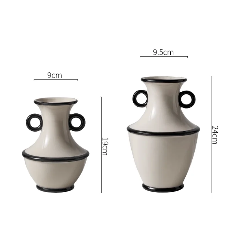 French antique style ceramic vase, hydroponic fresh flower planter, living room decoration ornament, light luxury