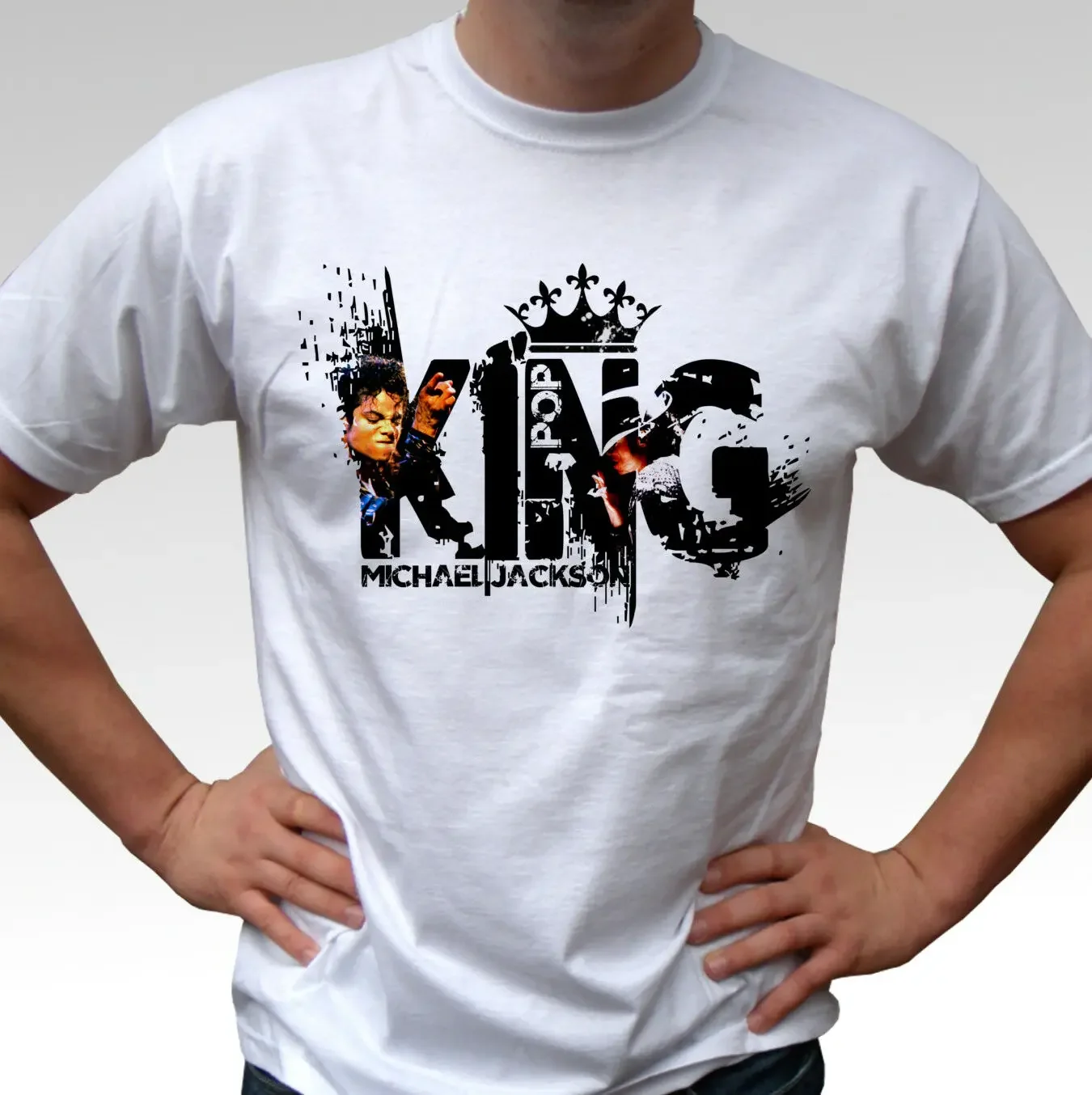 

Michael Jackson King Of Pop Weiß T Shirt Men's 100% Cotton Casual T-shirts Loose Top Size S-3XL