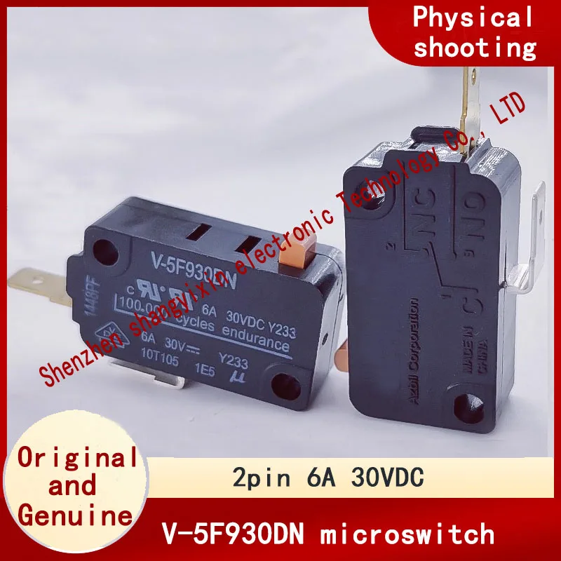 

Нормально открытый 2-контактный большой микропереключатель V-5F930DN с сенсорным сбросом, ограничение хода 6А, 30 В постоянного тока