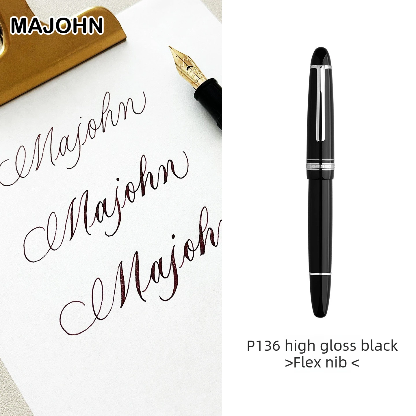 

MAJOHN P136 Classic Flex Nib Fountain Pen Flexes Nib Pen Softness Flexare Business Office School Modification Writing Pen ES ER