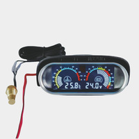 12V 24V Auto LCD Water Temperature & Voltmeter Gauge 2 in 1 OD 14MM-21MM