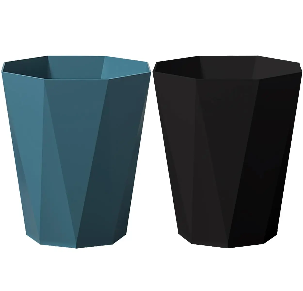 

Маленькие мусорные баки объемом 1,8 галлона, 2 штуки в упаковке, современный дизайн с алмазным узором для ванной, спальни, офиса, общежития, сине-черные корзины для мусора