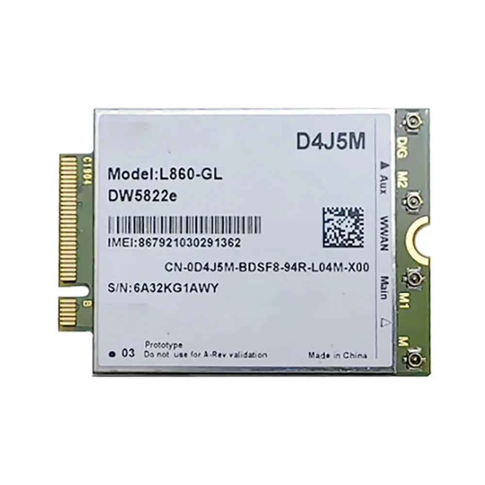 

L860-GL DW5822e XMM7560 D4J5M 4G WWAN Card LTE M.2 CAT16 1Gbps Module For Inspiron 7490 Laptop Notebook