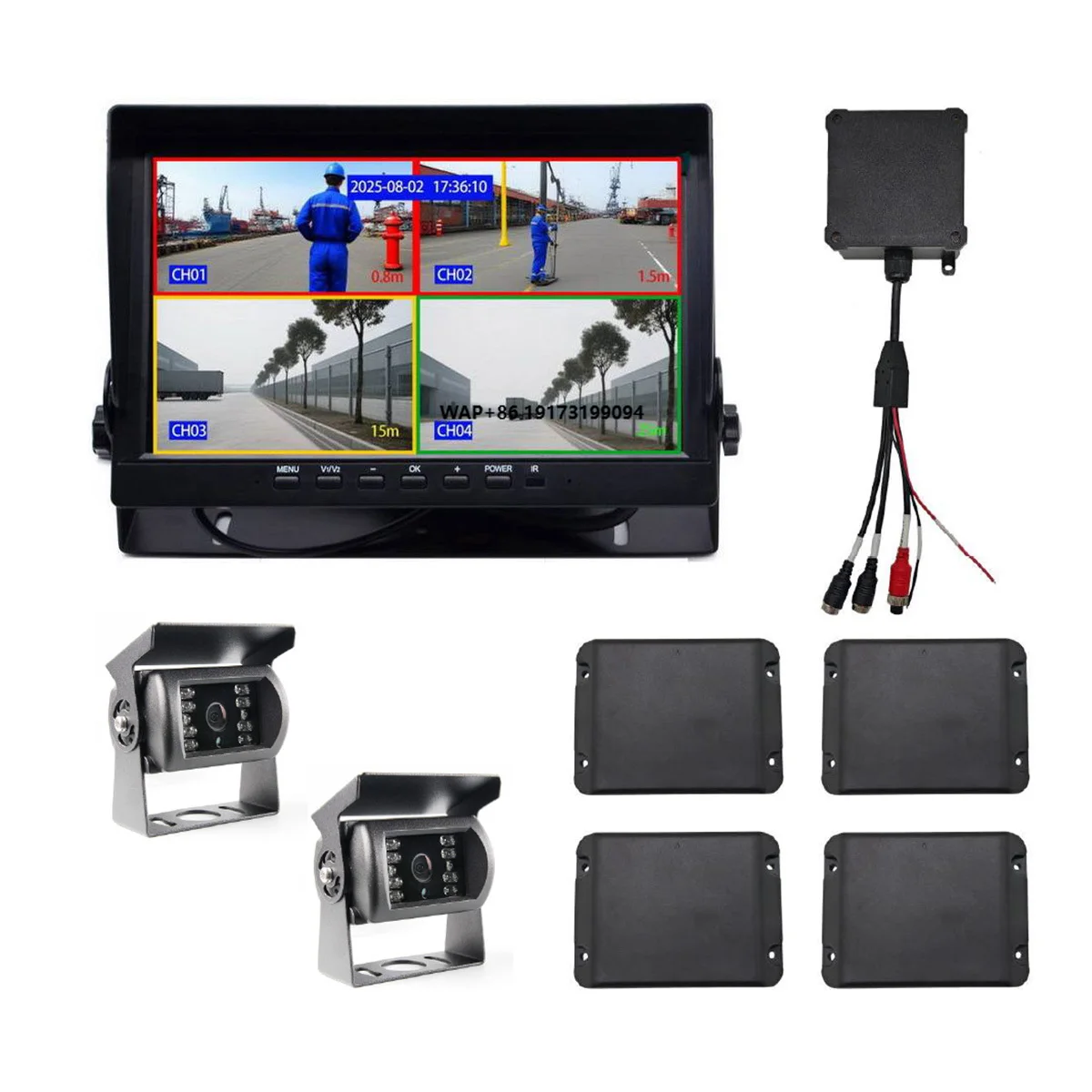 

4 Channel Millimeter Wave Radar With AHD Cameras for Mining Trucks Construction Machinery Blind Spot Detection