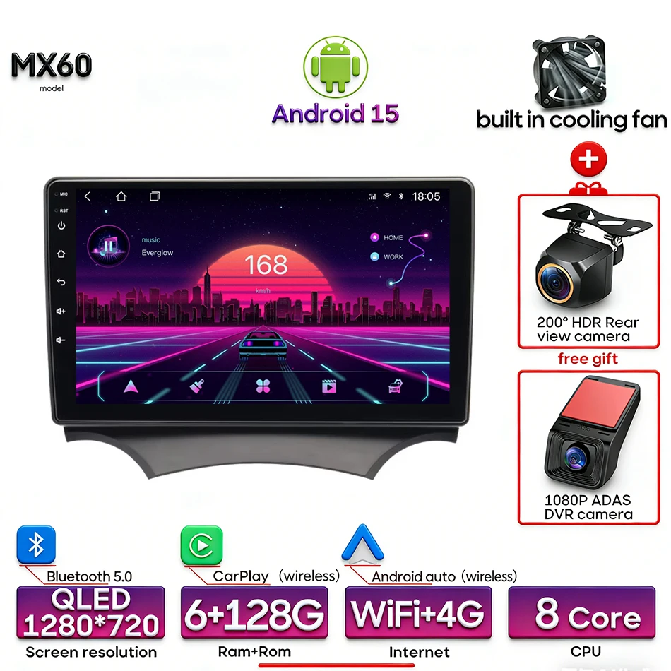Android 15 voor Ford Ka K2 2008 2009 2010 2011 - 2014 Auto Multimedia Speler Radio Video Stereo CarPlay Auto navigatie GPS 2din