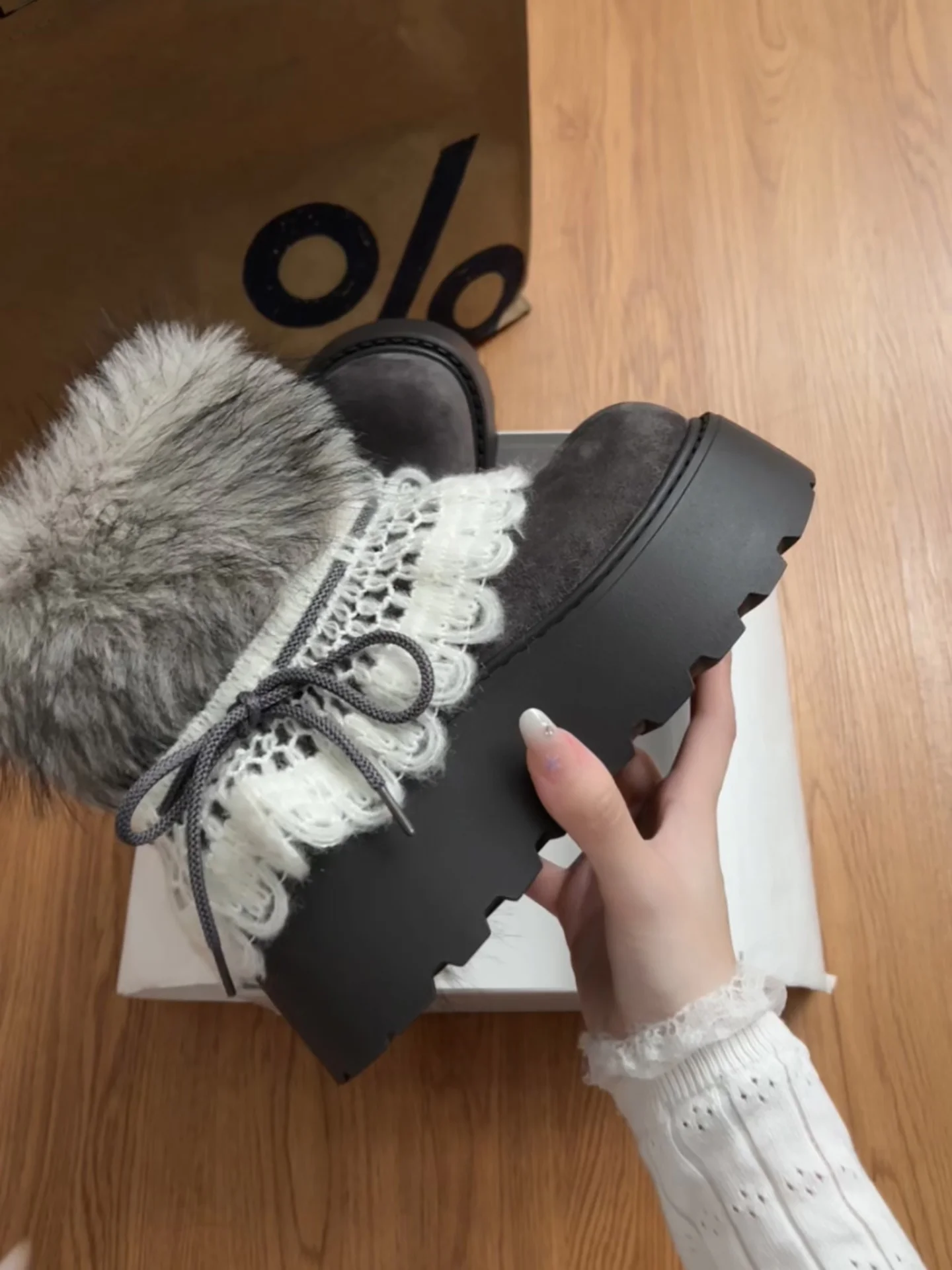 

ay Fce Lined Thi Bot Snow Boots Women's Sle 2025 New Winter Warm Heightening Fur Burk Cotton oes Faionable