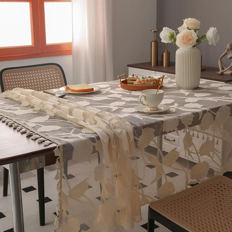 Simple Nordic Tablecloth, Rectangular Dining Table Cover with Tassel Edging, Waterproof Home Use, Wholesale