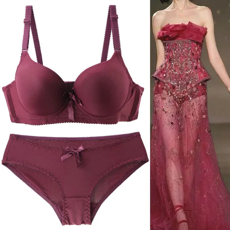 2022 Nieuwe Stijl BC Cup Bh Set Voor Vrouwen Brasserie Roze Rood Blauw Beige Zwart Slipje Push Up Ondergoed Plus size Lingerie