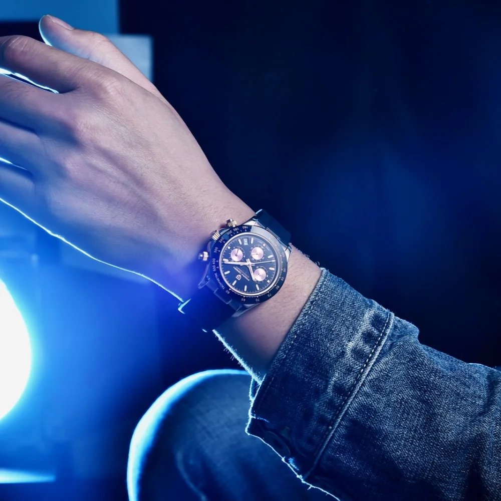 Original New PAGANI DESIGN PD-1664 / PD-1644 Japan VK63 Movt Quartz Wristwatches Sapphire Waterproof Chronograph Reloj Hombre