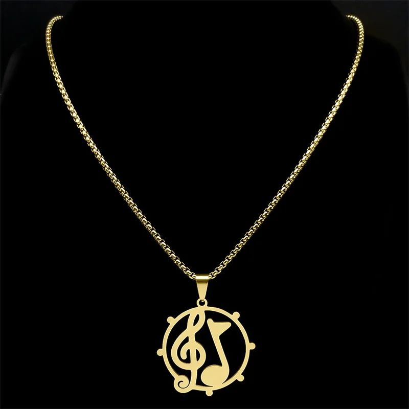 

Music Treble Clef Note Necklace for Women Men Stainless Steel Gold Color Musical Symbol Chain Gift Jewelry colar N9747S02
