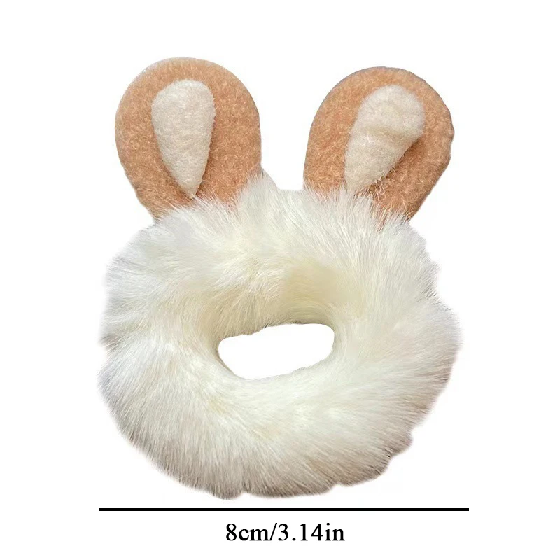 Winter Cute Imitation Rabbit Fur Hair Rope Fluffy Rabbit Ear Hair Scrunchies Women Rubber Bands Elastic Hair Bands Ties Holder