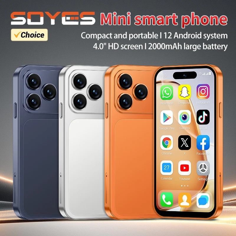 SOYES A18 Pro Android 12 Mini Smartphone 4.0 Inches 2GB RAM 16GB ROM Dual SIM Standby 2000mAh Battery Face ID 4G Small Phone