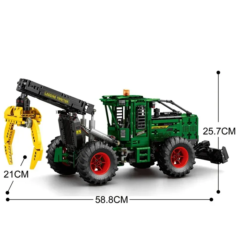 1741 ELEMENTÓW RC Traktor Drewnorobowy Klocki Konstrukcyjne Traktor Rolniczy Technologia Elektroniczny Samochód Zdalnie Sterowany Model Klocków Zabawki dla Dzieci Pomysł na Prezent