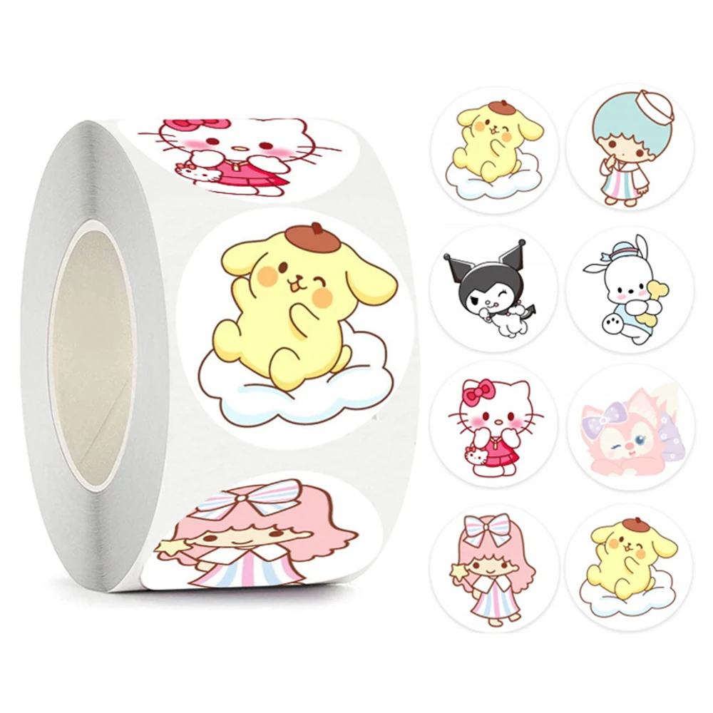 120/200/500 stücke Kawaii Sanrio Danke Aufkleber Rolle Hallo Kitty Kuromi Cartoon Abdichtung Etiketten Aufkleber Nette kinder Belohnung Aufkleber