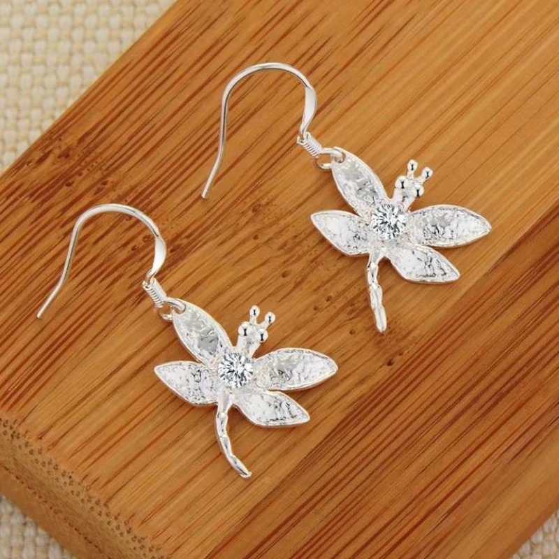 Neue Ohrringe aus 925er-Sterlingsilber, Libelle für Frauen, exquisiter Student, Freundin, Schmuck, Accessoires, Hochzeit, Mode, Geschenk