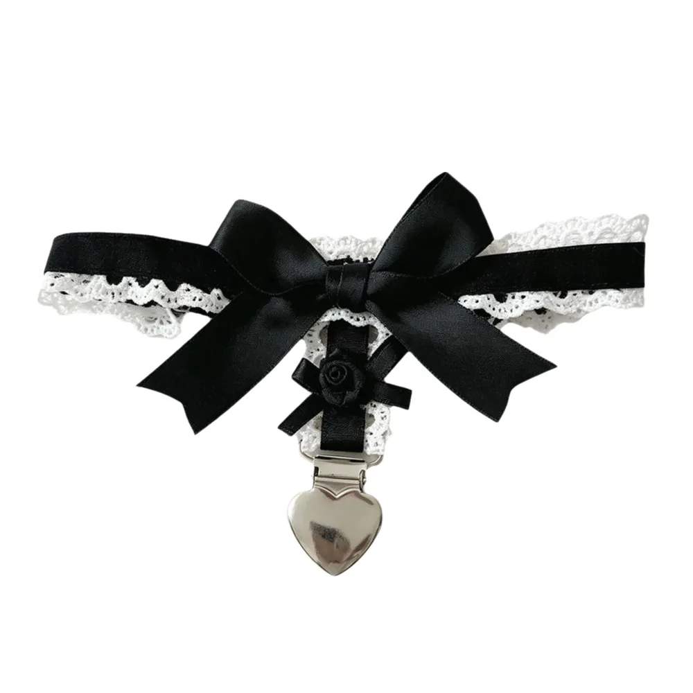 Edgy Lace Leg Garter Black Bow Rose Heart Thigh Jewelry Harness Accessory Alternative Fashion