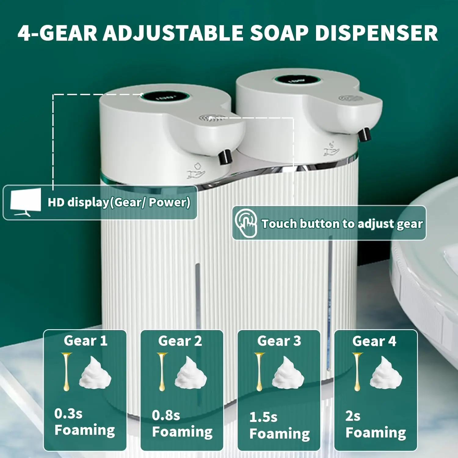 Dispenser Sabun Otomatis Dual-Head STLF Commercial Hotel, Sensor, Isi Ulang USB, Tanpa Sentuh, untuk Sabun Cair dan Busa